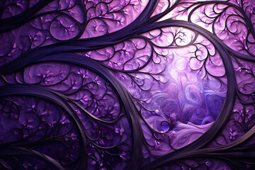 Wall Mural - kaleidoscopic patterns in amethyst and lavender swirl intricately on seamless glass, creating 3d tap