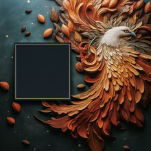 3d bird on an Invitation with copyspace