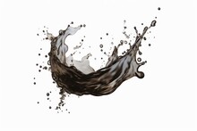  A Black And White Photo Of A Liquid Splashing Out Of The Top Of A Bottle Of Water Into The Bottom Of The Image, On A White Background Is A White Backdrop.
