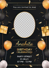 a vector mockup of birthday invitation card design