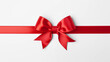 Red ribbon with shadows on transparent background for celebrations and gifts