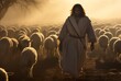 Jesus Walking Among the Sheep Generative AI