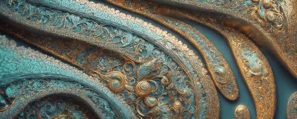 Wall Mural - a close up of a blue and gold wallpaper