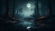 Mysterious Night in the Forest Generative AI