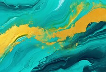 A Vibrant Blue And Yellow Ocean Scene With A Touch Of Gold Generative AI
