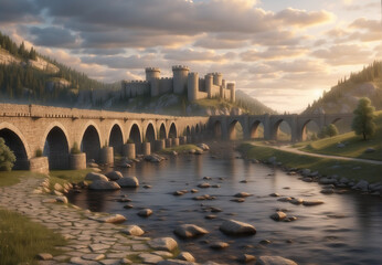 Wall Mural - old stone bridge from the Middle Ages