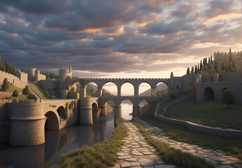 Wall Mural - old stone bridge from the Middle Ages