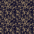 Golden vector seamless pattern with small curved shapes, drops, dots. Luxury modern black and gold background with halftone effect, randomly scattered shapes. Simple elegant texture. Trendy geo design