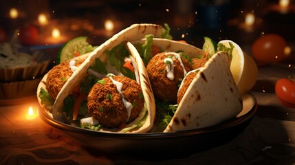 Wall Mural - falafel pita filled with delicious falafels