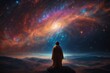 person con contemplating the universe