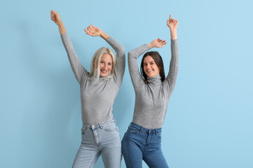 Sticker - Body positive women on blue background