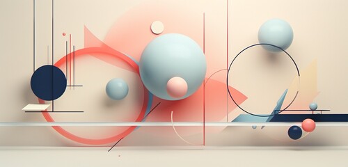 Wall Mural - a dynamic exploration of harmony and balance portrayed through an arrangement of geometric shapes an