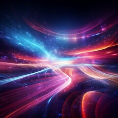 Wall Mural - a mesmerizing digital abstract background showcasing neon light trails and ethereal shapes against a