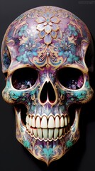 Wall Mural - Glittering opulent iridescent intertwined skull