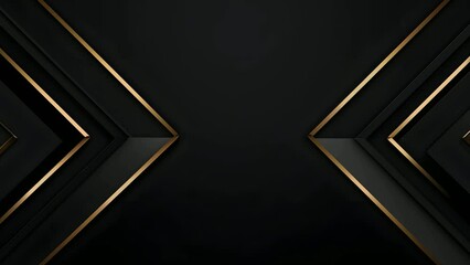 Wall Mural - abstract golden lines on black bg. luxury universal frame. premium 3d design. geometric triangle bor