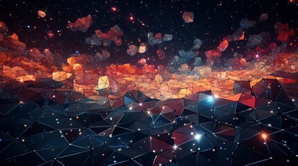 Wall Mural - conceptual abstraction of connectivity and unity depicted through a mosaic of interlocking geometric