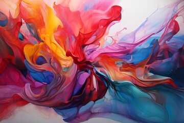 Wall Mural - Conceptual abstraction of the human spirit and resilience depicted through a fiery display of bold strokes and vibrant, resilient colors.