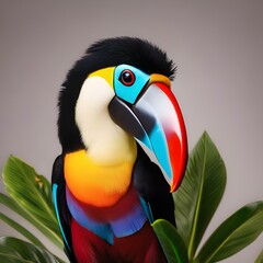 Wall Mural - A regal toucan in majestic attire, posing for a portrait with vibrant colors1