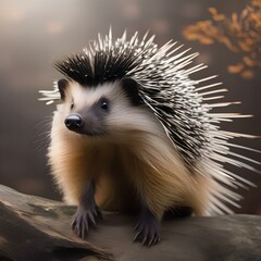 Wall Mural - An elegant porcupine in formal attire, posing for a portrait with careful poise2