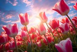 Fototapeta Tulipany - Delightful Majestic blossom tulips. Summer nature plant. Generate Ai
