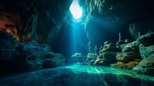 Underwater Caves And Tunnels. Mysterious Underwater Cave