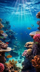 Wall Mural - beautiful underwater coral reefs with fish. exotic coral reef