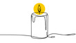 Continuous one line drawing candle burning flame.