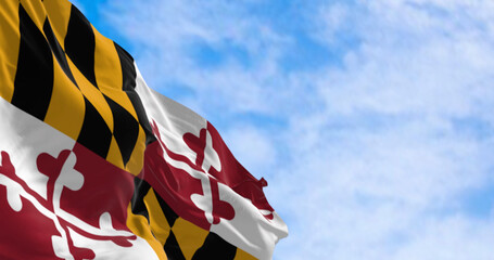 Wall Mural - Maryland state flag waving on a clear day