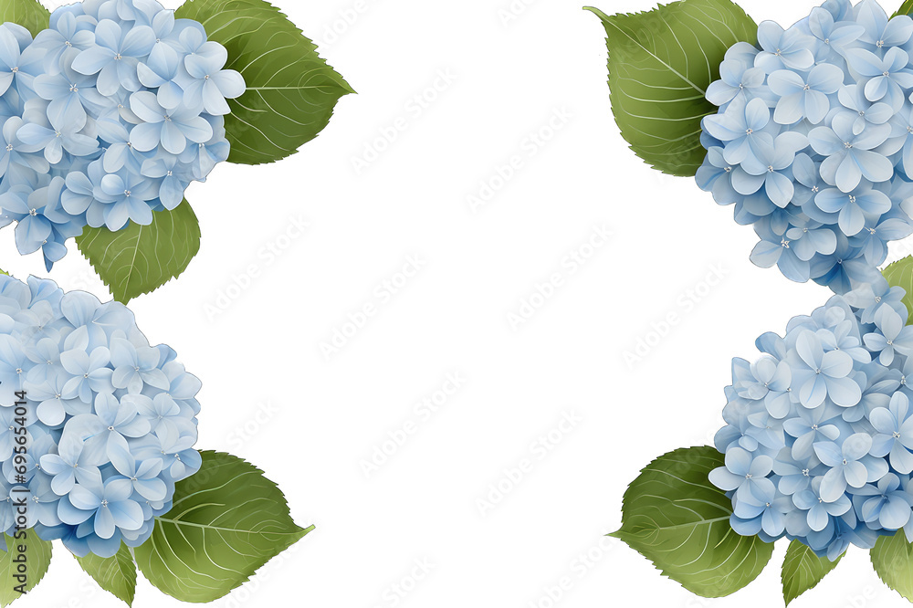 Hydrangea flower frame on transparent background. Frame made of ...