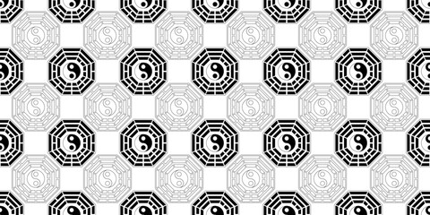 Wall Mural - black white bagua seamless pattern