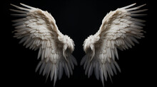 A Pair Of White Wings On A Black Background