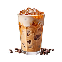 Wall Mural - A glass of iced coffee isolated on transparent background