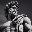 Image of a white marble statue bust of a roman soldier or the demigod hero Hercules. According to Greek mythology, despite not being a God, Hercules was welcomed into Mount Olympus.