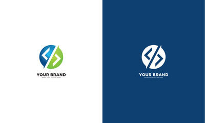 Programmer code logo, graphic design vector