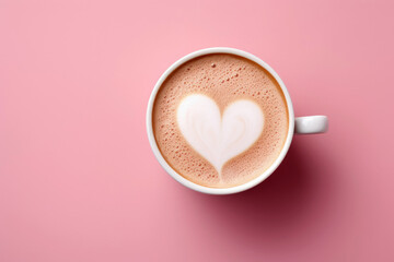 Female hands holding a cup of coffee with heart foam . Hot coffee with a heart. ai generative