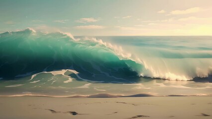 Wall Mural - Minimal animation of a wave rolling onto a beach, with the calming sound of water in the background.