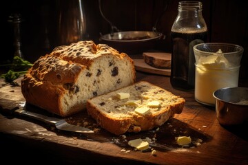 Wall Mural - Irish Culinary Legacy: Homemade Soda Bread, a Symbol of Culture and Community, Reflects the Tradition and Warmth of Irish Hearth and Home.