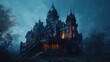 Spooky old gothic castle. Created with Generative AI.