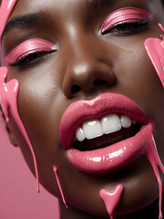 Wall Mural - close up portrait of a woman with lips