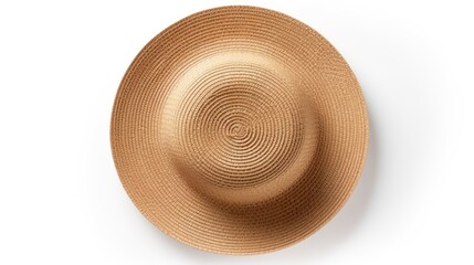 Brown straw hat isolated on white background 