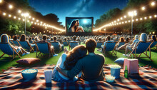 A Couple Watching A Movie In An Outdoor Cinema