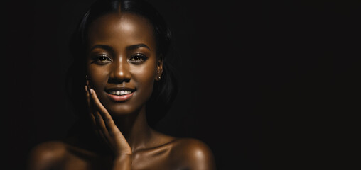 beautiful young african american woman. fashion girl with perfect skin. fashion model. beauty portrait. sensual beautiful african female model touching face