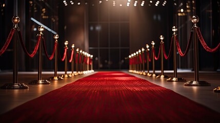 Red event carpet with rope barrier