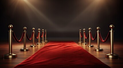 Red event carpet with rope barrier