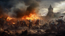 Historic Battle Scene From The Medieval Era