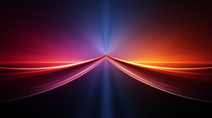 Mastery of light, left and right symmetry of two gradient colors, dark magenta and orange, glow-in-the-dark effects, deep purple and light orange
