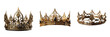 Regal Delight: Exquisite Gold Crown with Enchanting Details on Transparent Background