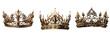 Exquisite Gold Fantasy Crown: Majestic Beauty on a Transparent Background