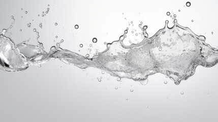 Closeup of water splash and tiny bubbles isolated on white background. Fresh water with bubbles.