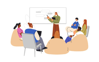 Wall Mural - business seminar, lecture. expert speaking at office workshop. speaker and employees meeting at work
